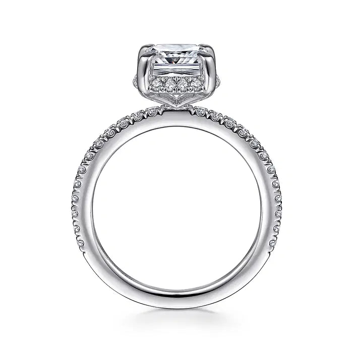 2.34 Carat Cushion Cut Engagement Ring Hidden Halo