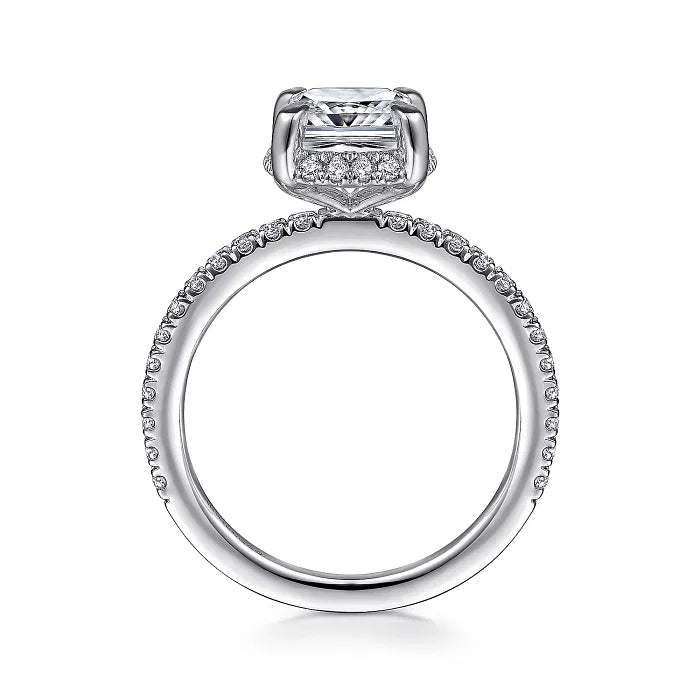 Amazing Hidden Halo Cushion Cut Diamond Engagement Ring in 14K Gold | Gemma's Jewelers