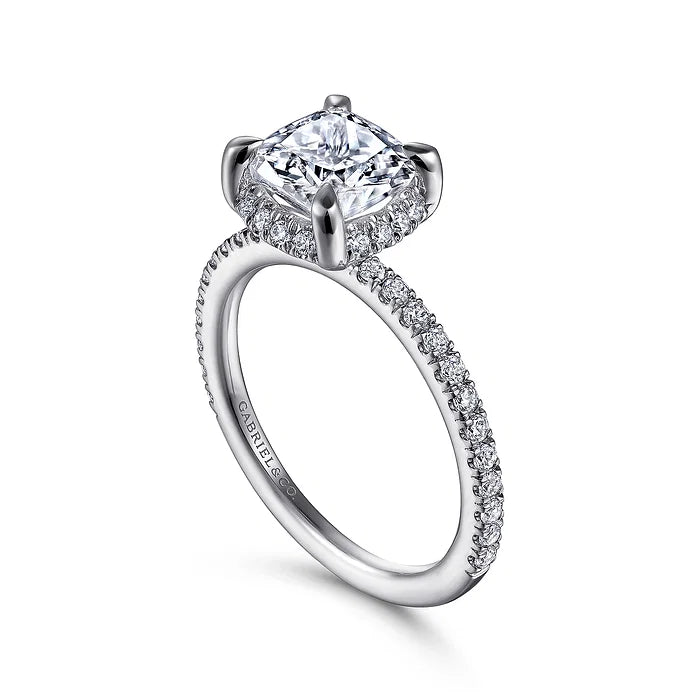 2.34 Carat Cushion Cut Engagement Ring Hidden Halo