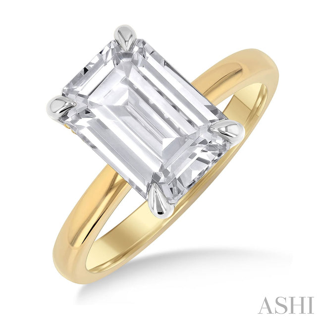 Hidden Halo Emerald Shape Semi-Mount Diamond Engagement Ring | Gemma's Jewelers