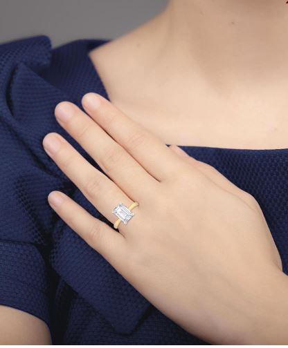 Hidden Halo Emerald Shape Semi-Mount Diamond Engagement Ring | Gemma's Jewelers