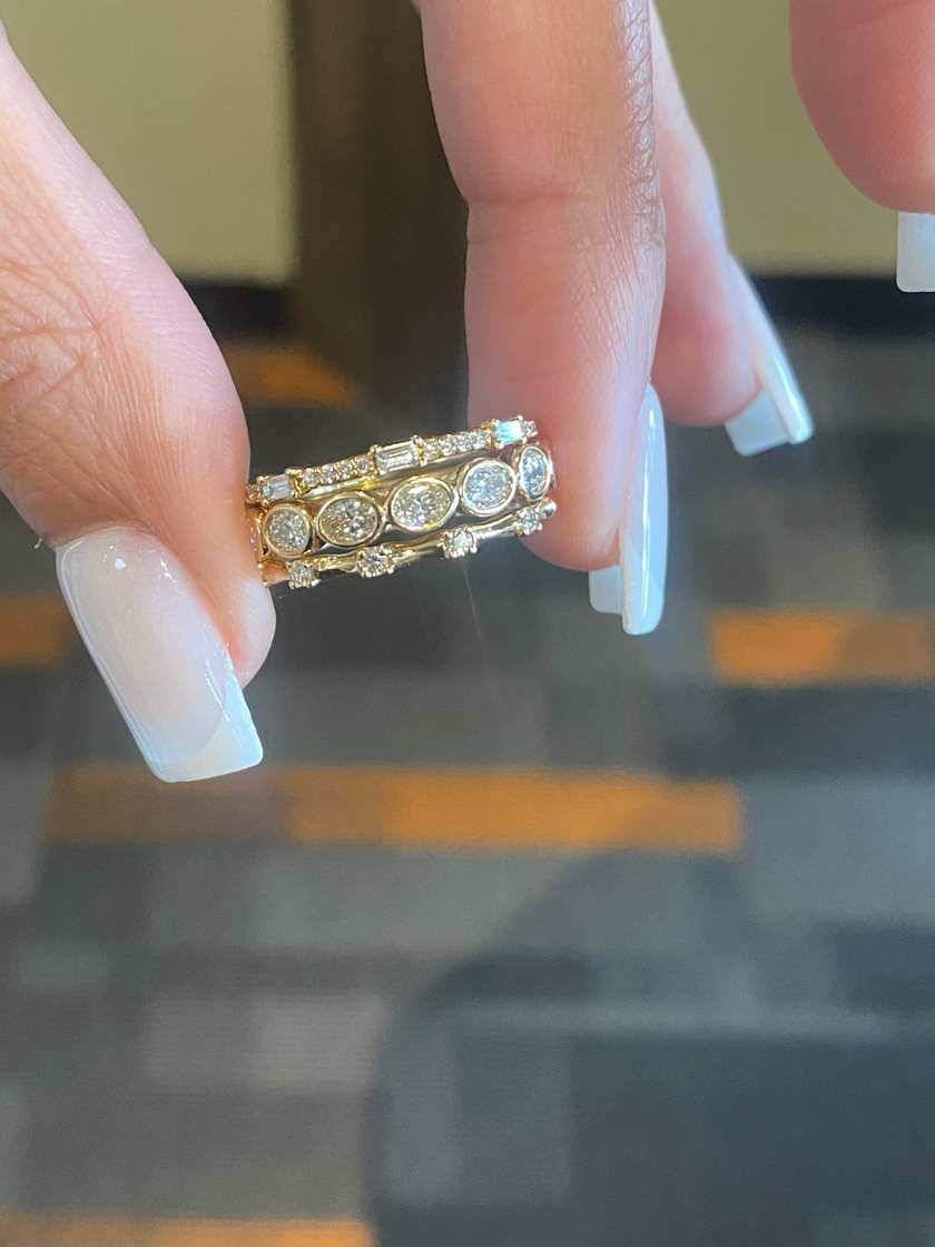 Baguette and Round Cut Diamond Stackable