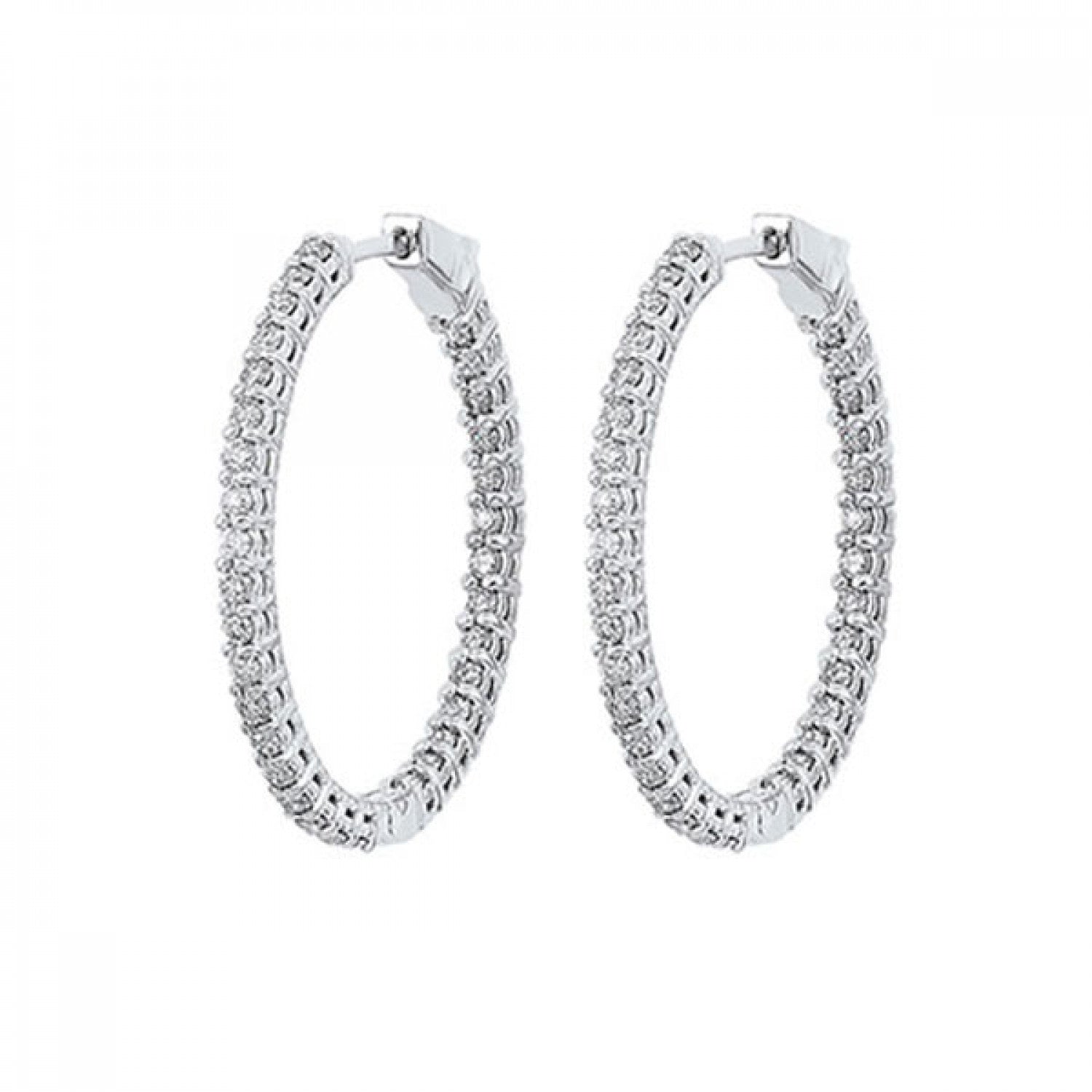 Iconic Style Round Diamond Eternity 1ct Hoop Earrings 14K White Gold  Gemmas Jewelers