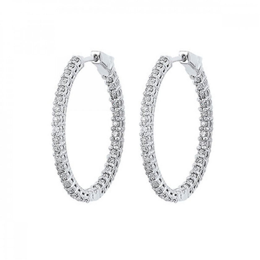 Iconic Style Round Diamond Eternity 1ct Hoop Earrings 14K White Gold  Gemmas Jewelers