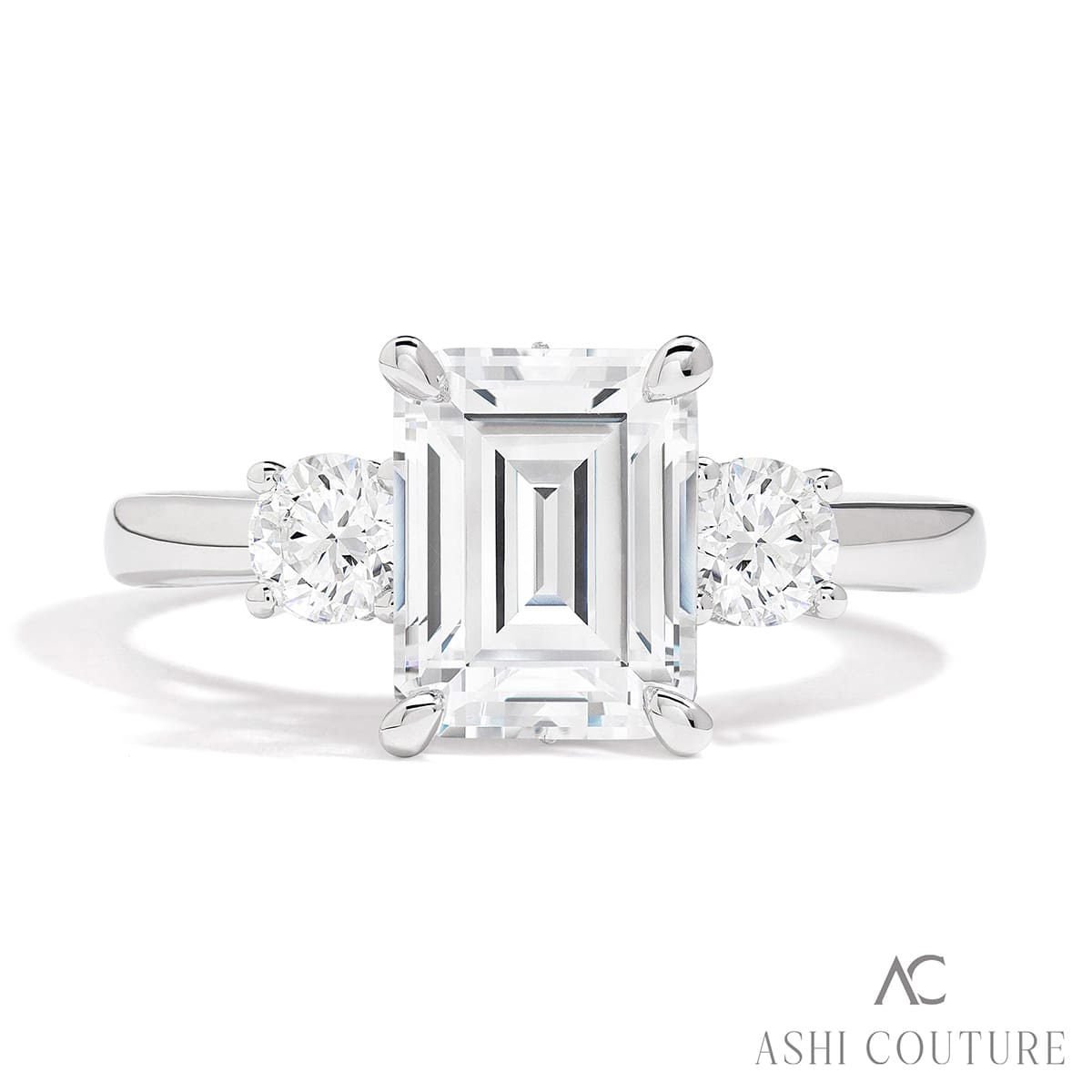 Incredible Couture 3-Row Emerald Cut Diamond Engagement Ring 14K | Gemmas Jewelers