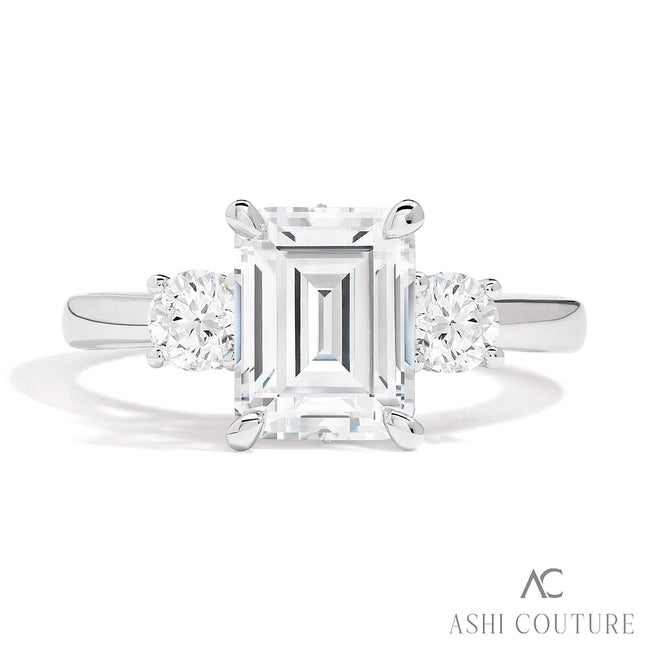 Incredible Couture 3-Row Emerald Cut Diamond Engagement Ring 14K | Gemmas Jewelers