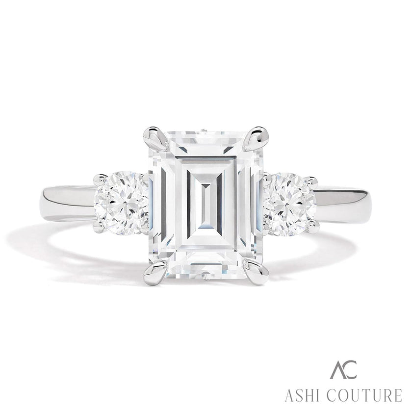 Incredible Couture 3-Row Emerald Cut Diamond Engagement Ring 14K | Gemmas Jewelers