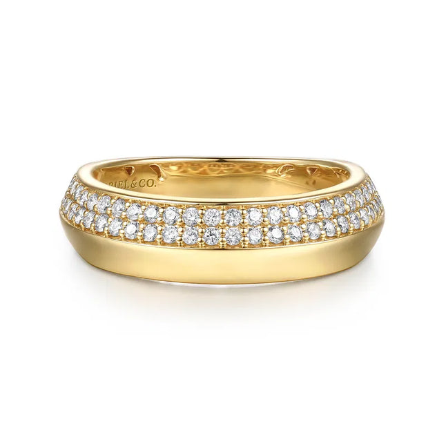 Inspire - 14K Yellow Gold Beads Setting Diamond Anniversary Band - 0.3 ct