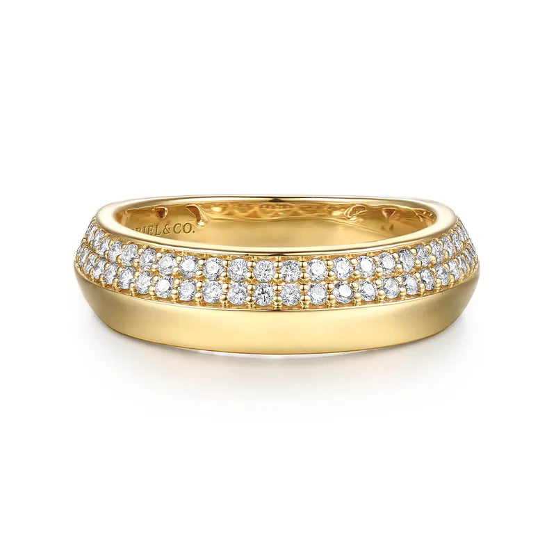 Inspire - 14K Yellow Gold Beads Setting Diamond Anniversary Band - 0.3 ct