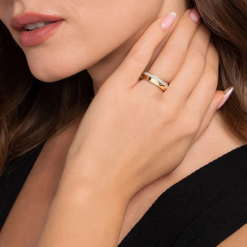 Inspire - 14K Yellow Gold Beads Setting Diamond Anniversary Band - 0.3 ct