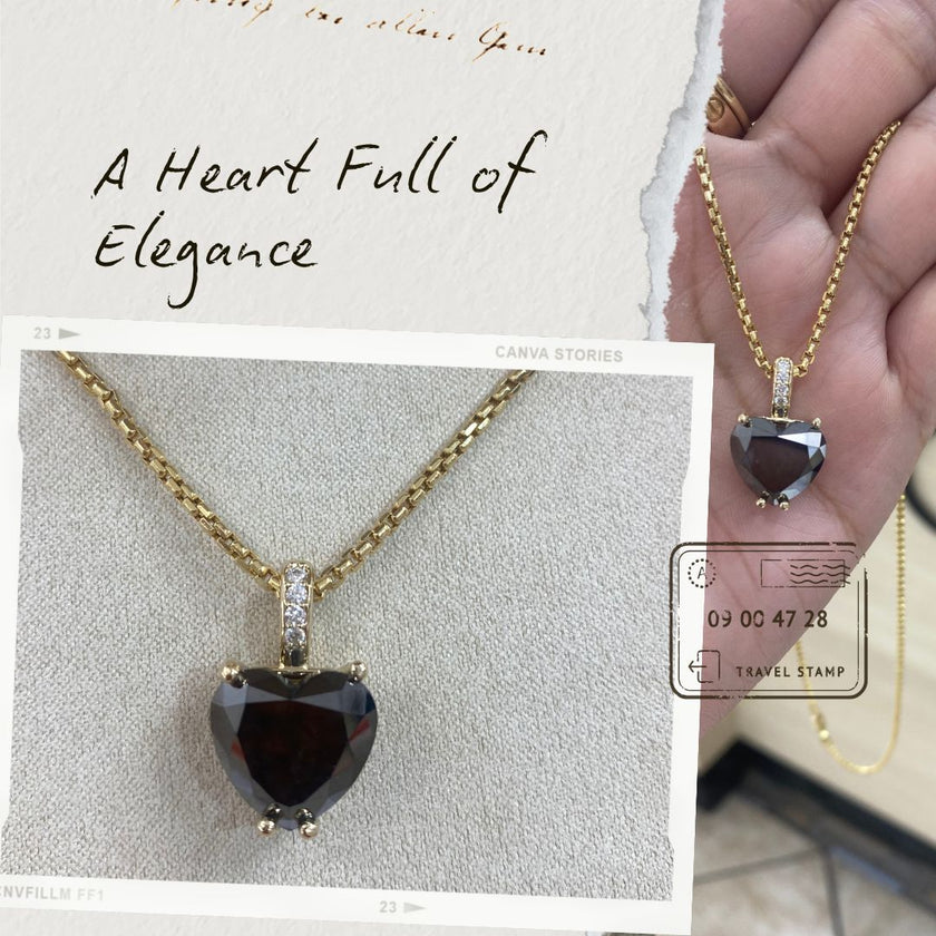 7 Carat Black Heart Diamond Necklace
