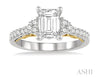 Intricate Design Emerald Cut Diamond Engagement Ring in 14K White Gold | Gemma's Jewelers