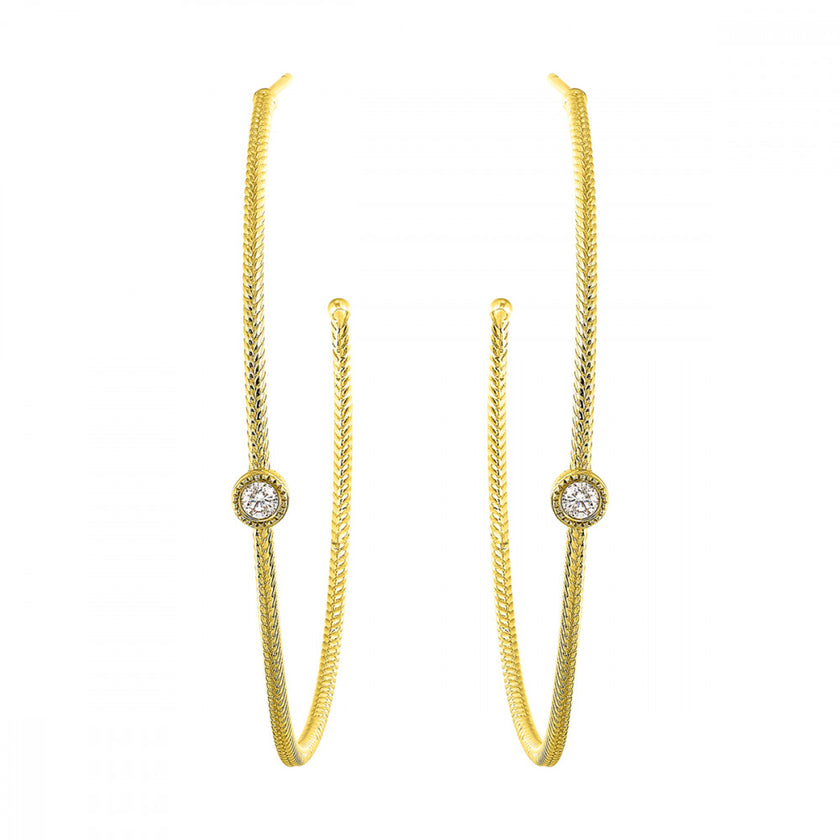 Intriguing Solitaire Diamond Hoop Earrings in 10K | Gemmas Jewelers