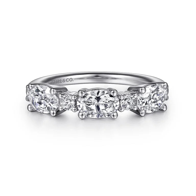 Oval and Round Diamond Anniversary Band - 1.33 ct