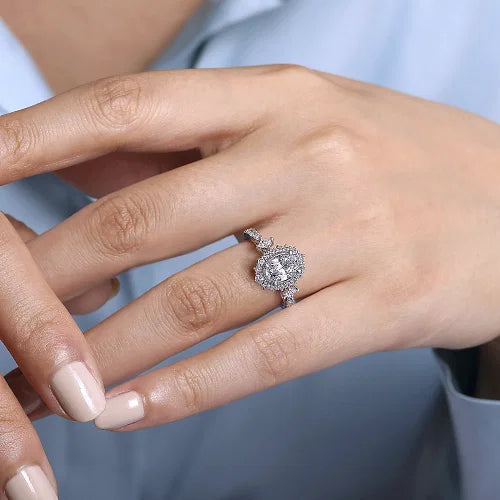 Vintage Inspired Fancy Halo Oval Diamond Engagement Ring in 14K