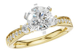 Gorgeous Six-Prong Semi-Mount with Pave Diamond Shoulders in 14K Yellow Gold