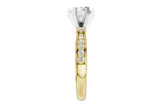 Gorgeous Six-Prong Semi-Mount with Pave Diamond Shoulders in 14K Yellow Gold