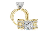 Bold & Opulent Semi-Mount with Pave Diamond Shoulders in 14K Yellow Gold