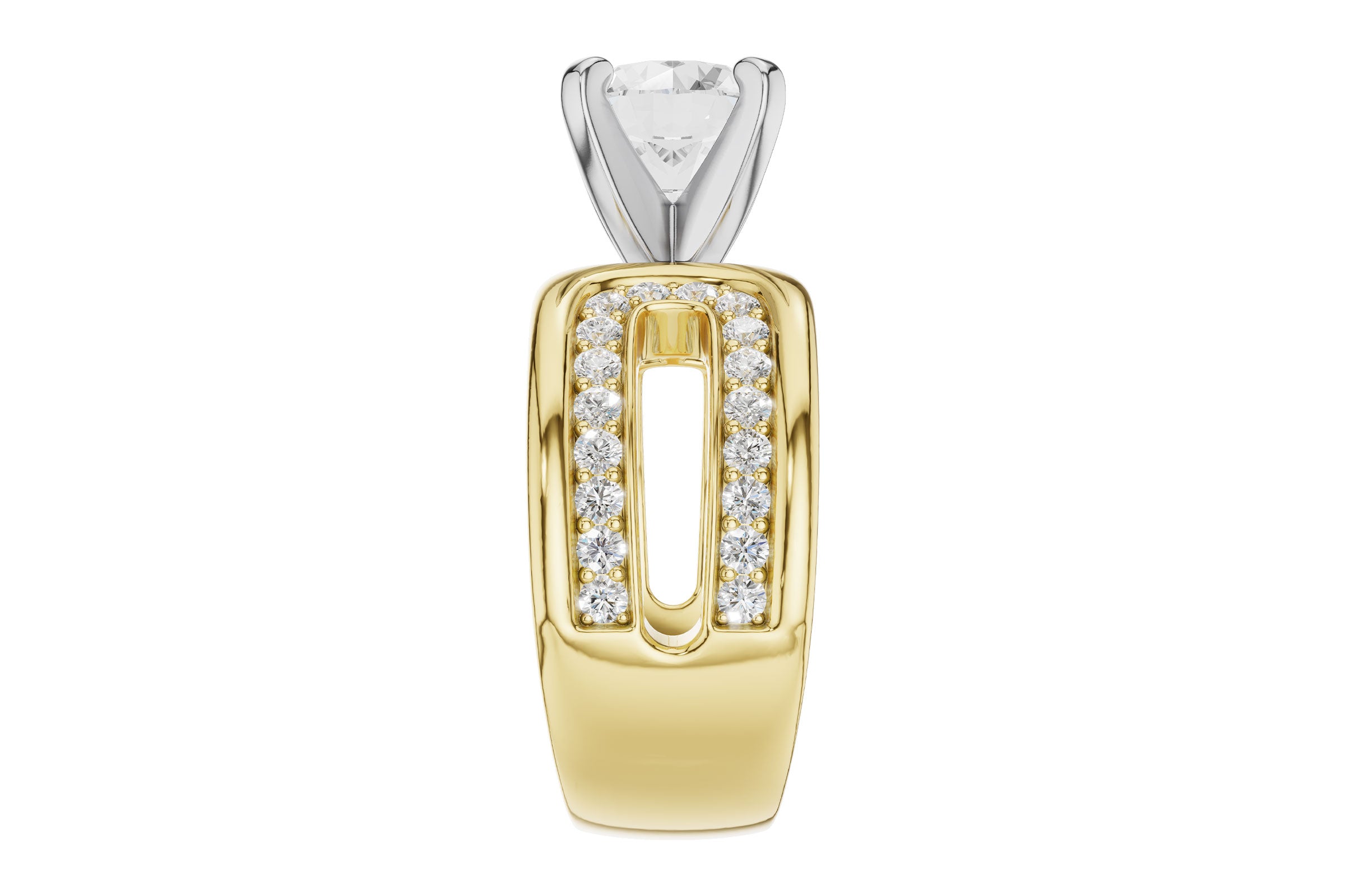 Bold & Opulent Semi-Mount with Pave Diamond Shoulders in 14K Yellow Gold