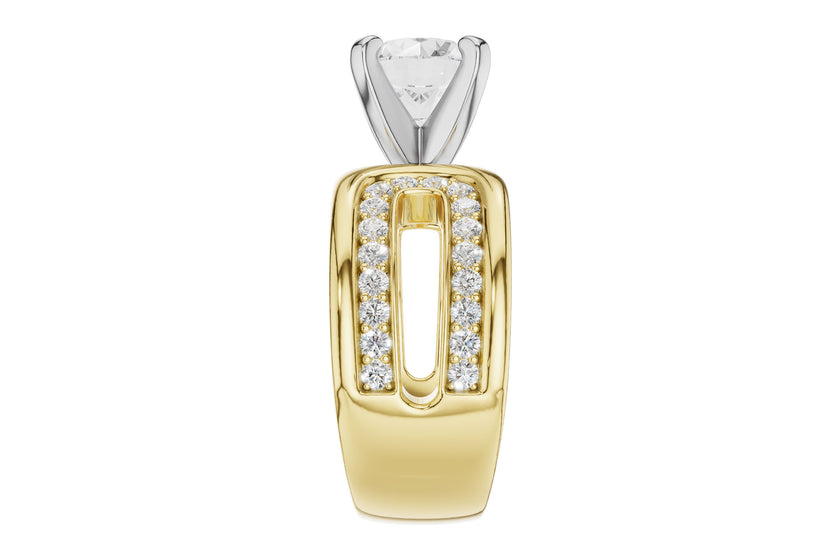 Bold & Opulent Semi-Mount with Pave Diamond Shoulders in 14K Yellow Gold