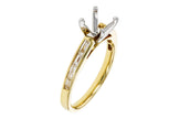 Dazzling Baguette Diamond Four Prong Semi-Mount in 14K Yellow Gold