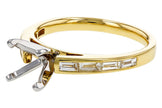 Dazzling Baguette Diamond Four Prong Semi-Mount in 14K Yellow Gold