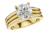 Sleek Solitaire Semi-Mount with Ribbed Shoulders and Hidden Diamond Halo in 14K Yellow Gold