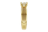 Sleek Solitaire Semi-Mount with Ribbed Shoulders and Hidden Diamond Halo in 14K Yellow Gold