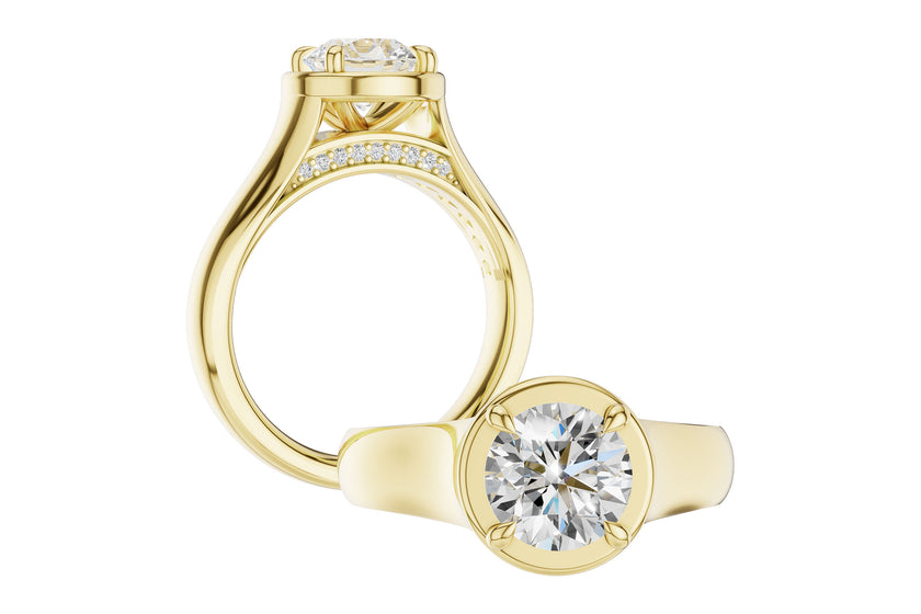 Big & Bold Solitaire Semi-Mount with Diamond Gallery in 14K Yellow Gold