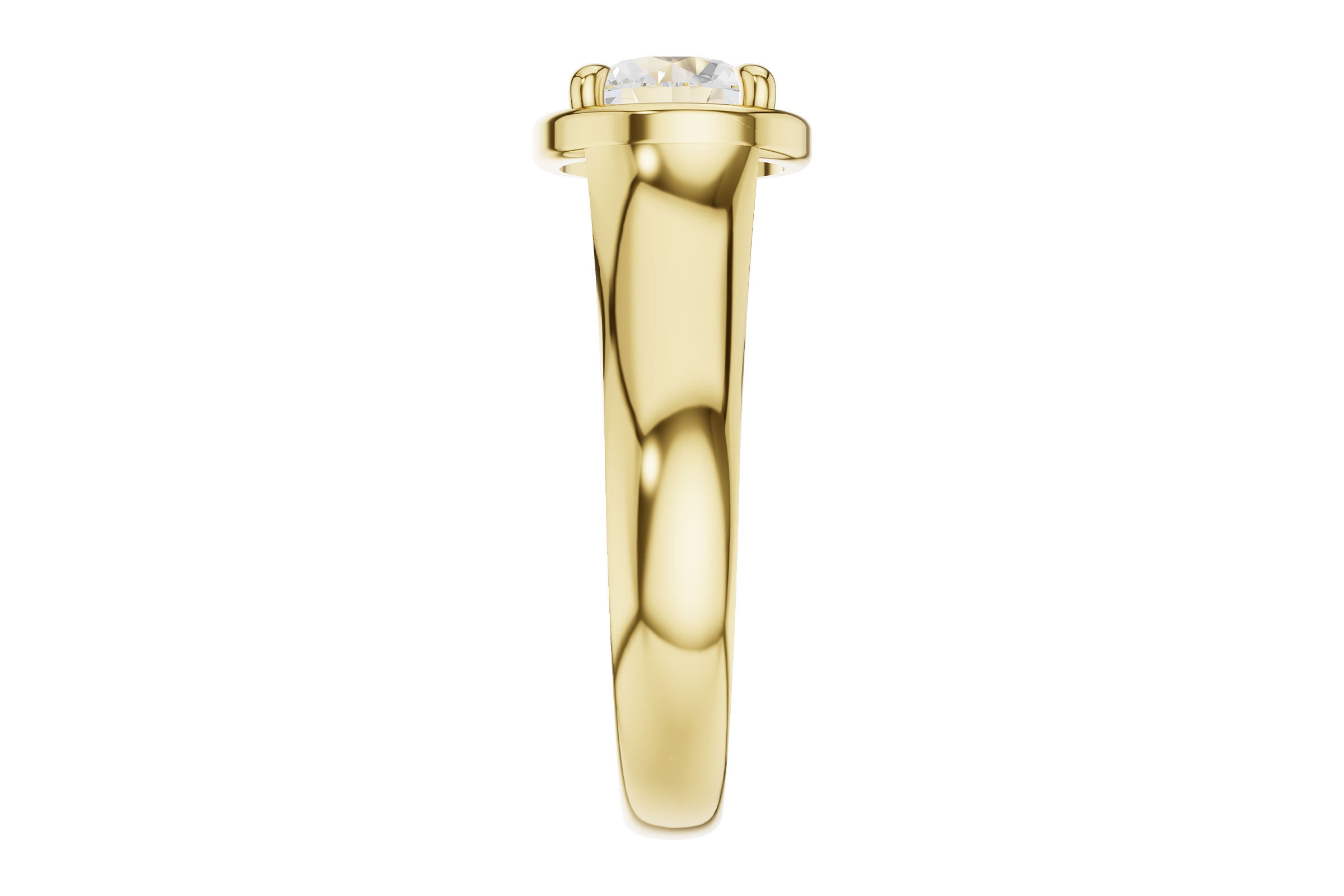 Big & Bold Solitaire Semi-Mount with Diamond Gallery in 14K Yellow Gold
