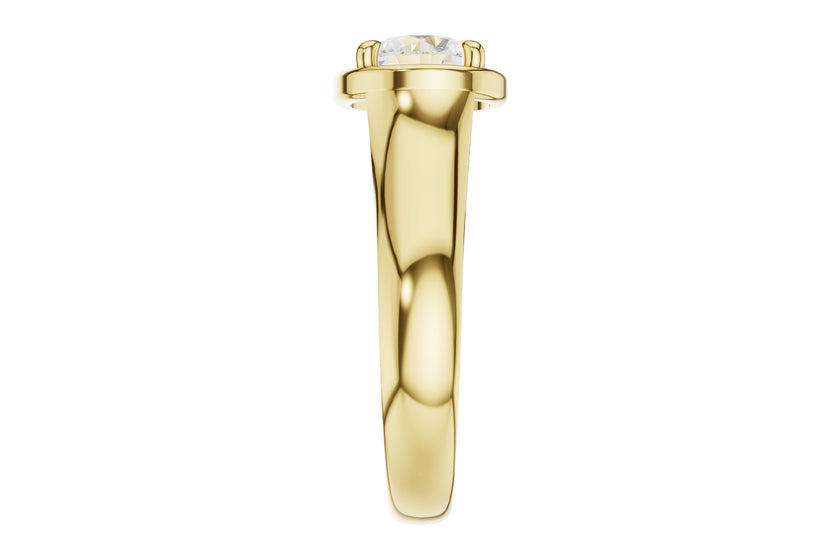Big & Bold Solitaire Semi-Mount with Diamond Gallery in 14K Yellow Gold