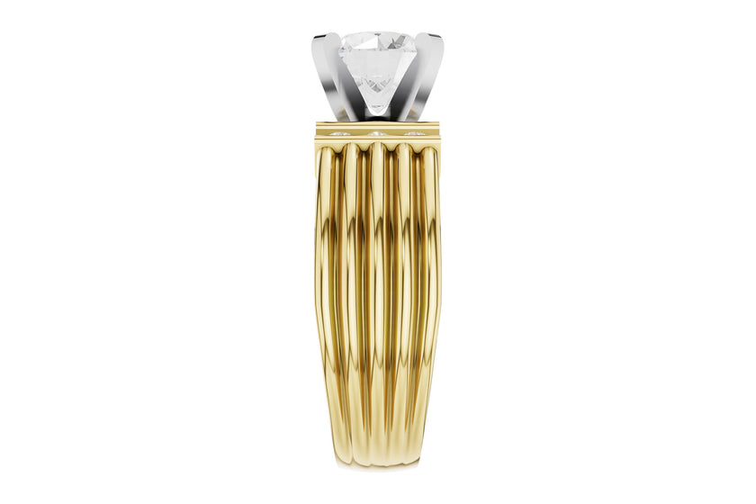 Architectural Fluted Semi-Mount with Channel Diamonds in 14K Yellow Gold