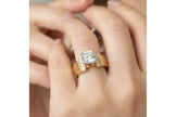 Architectural Fluted Semi-Mount with Channel Diamonds in 14K Yellow Gold