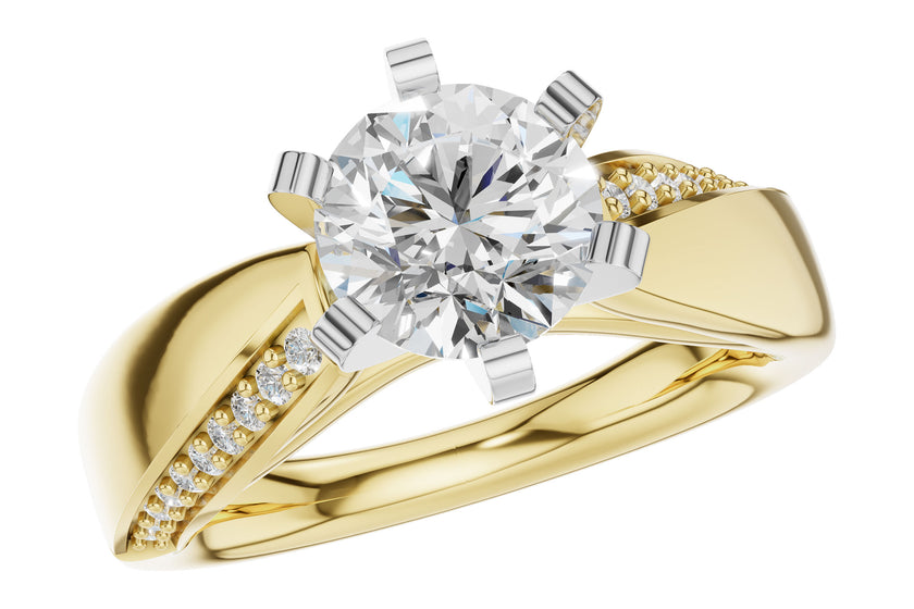 Elegant Crossover Shoulder Semi-Mount with Pave Diamonds in 14K Yellow Gold