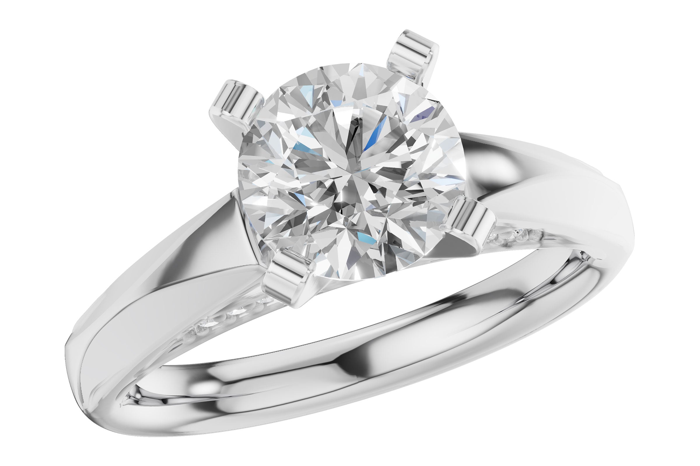 Refined Cathedral Solitaire Setting with Diamond Gallery in 14K White Gold