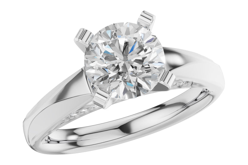 Refined Cathedral Solitaire Setting with Diamond Gallery in 14K White Gold