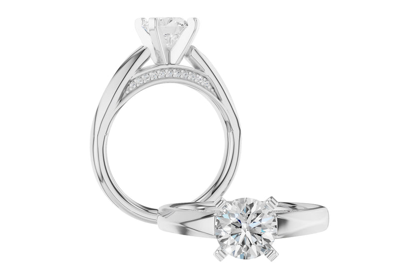 Refined Cathedral Solitaire Setting with Diamond Gallery in 14K White Gold