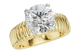 Modern Design Fluted Solitaire Semi-Mount in 14K Yellow Gold