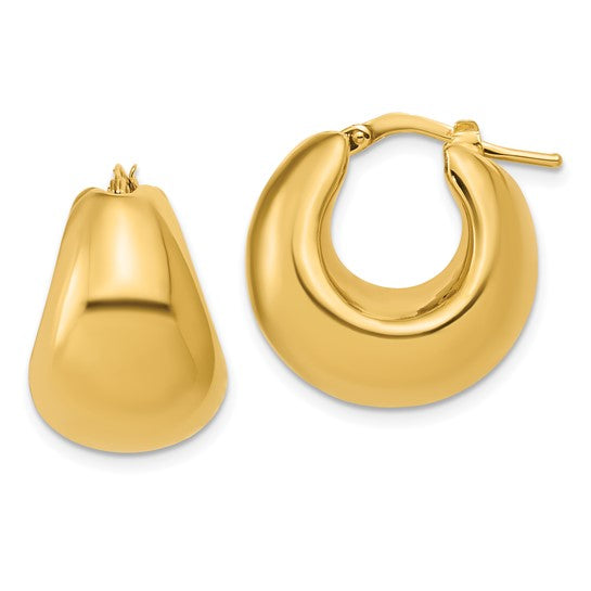 Italian 14K Polished Hollow Puff Hoop Earrings