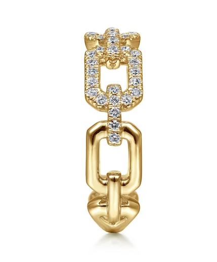 Gorgeous Pave Set Diamond Paper Clip Stackable Ring Band in 14K Yellow Gold