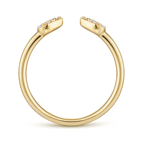 The Bujukan Collection Pavé Diamond Teardrop Open Bypass Ring in 14K Yellow Gold