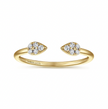 The Bujukan Collection Pavé Diamond Teardrop Open Bypass Ring in 14K Yellow Gold