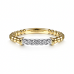 The Bujukan Collection Two-Tone Diamond Bar Beaded Stackable Ring in 14K Gold