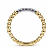 The Bujukan Collection Two-Tone Diamond Bar Beaded Stackable Ring in 14K Gold