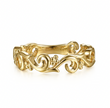 The Bujukan Collection Sculpted Floral Scroll Stackable Band in 14K Yellow Gold