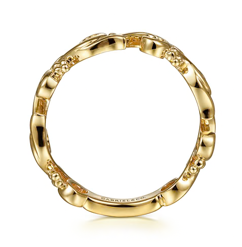 The Bujukan Collection Sculpted Floral Scroll Stackable Band in 14K Yellow Gold