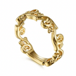 The Bujukan Collection Sculpted Floral Scroll Stackable Band in 14K Yellow Gold