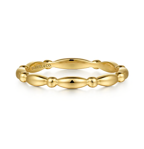 The Bujukan Collection Sculpted Beaded Station Stackable Band in 14K Yellow Gold