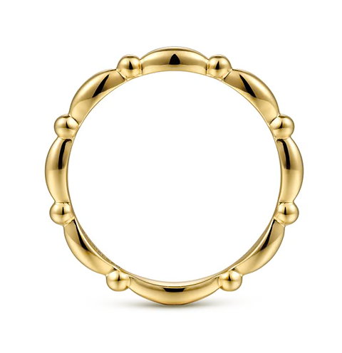 The Bujukan Collection Sculpted Beaded Station Stackable Band in 14K Yellow Gold