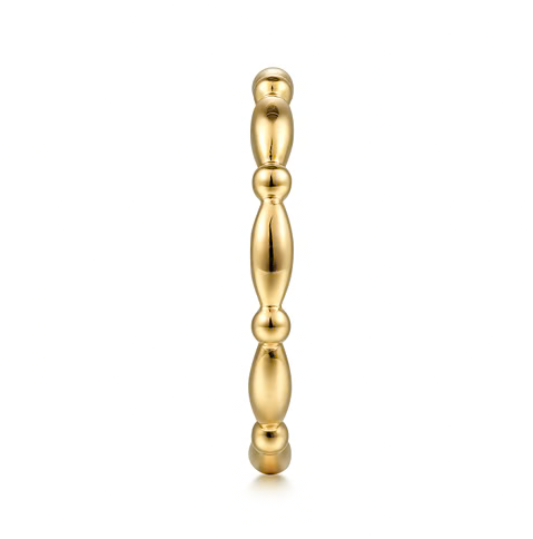 The Bujukan Collection Sculpted Beaded Station Stackable Band in 14K Yellow Gold